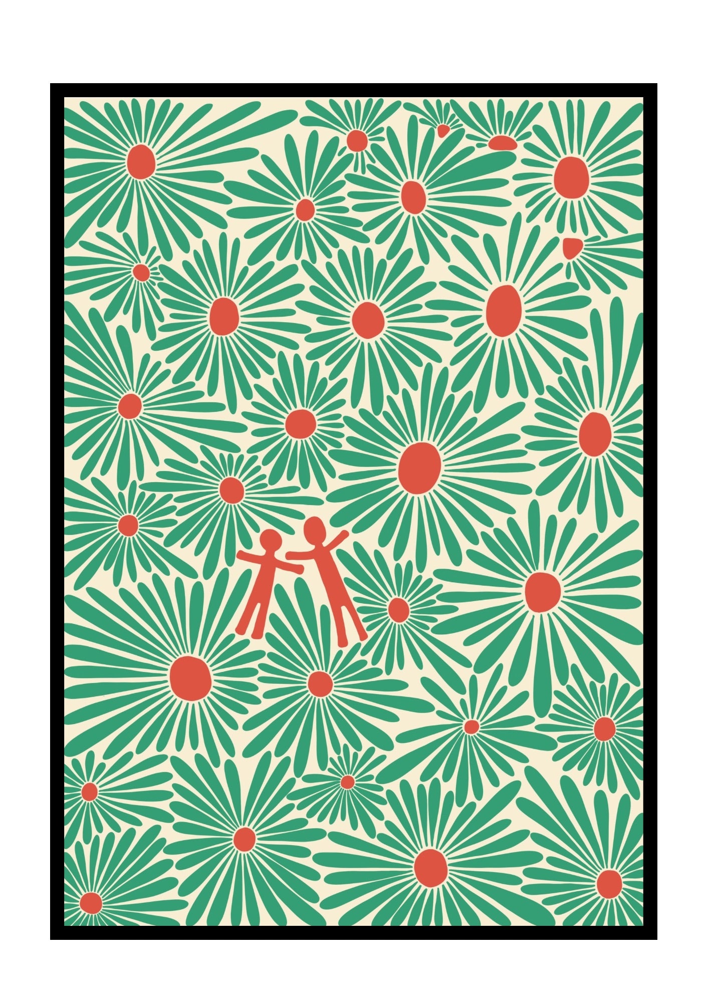 Flowerfields in Green Print