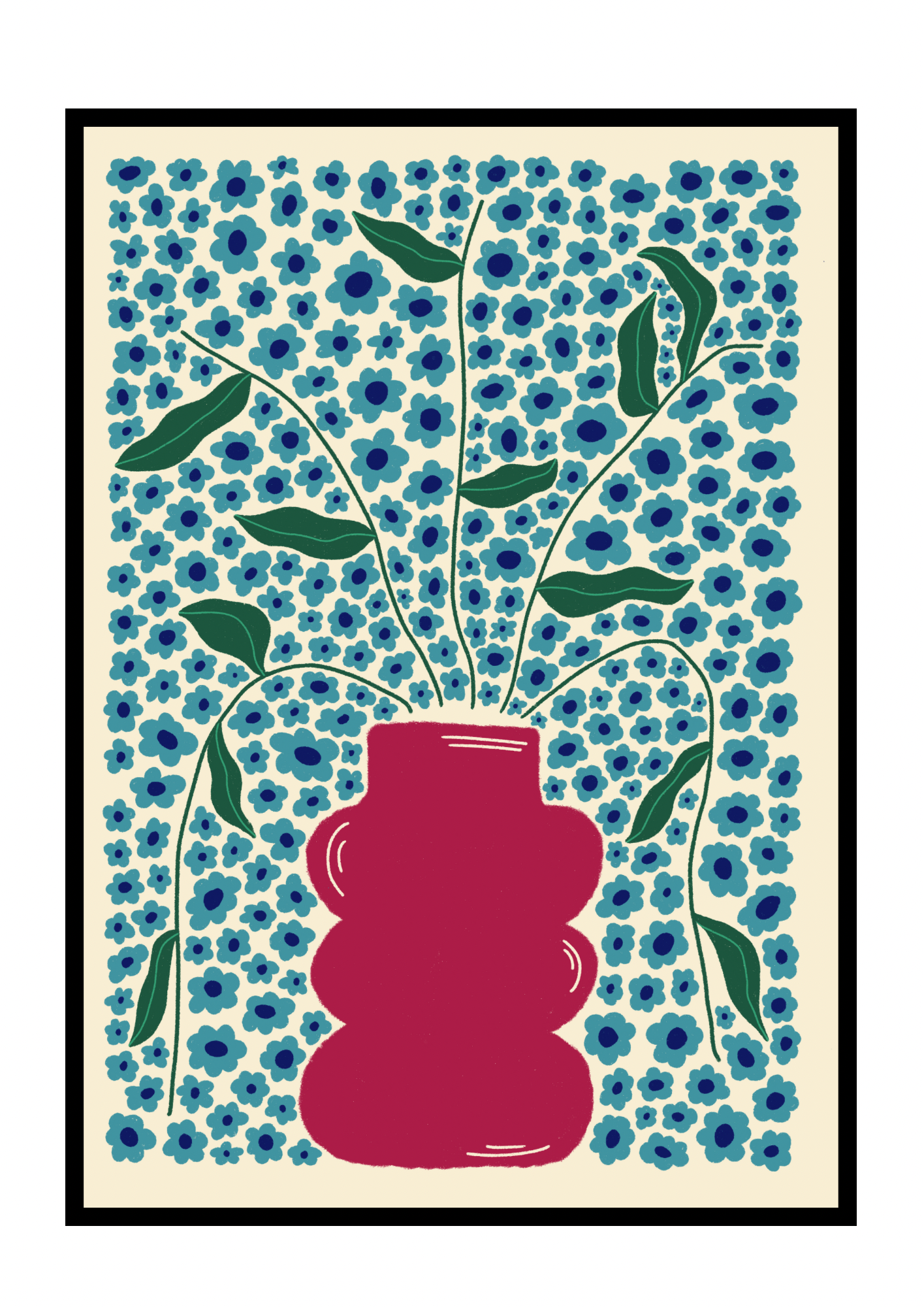 Flowerpot in Cream & Blue