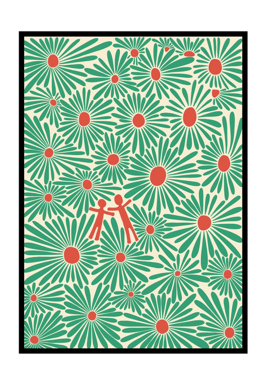 Flowerfields in Green Print