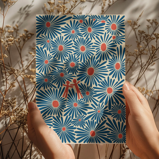 Flowerfields in Blue Notecard