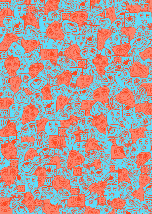 MindMaze in Light Blue and Red Print