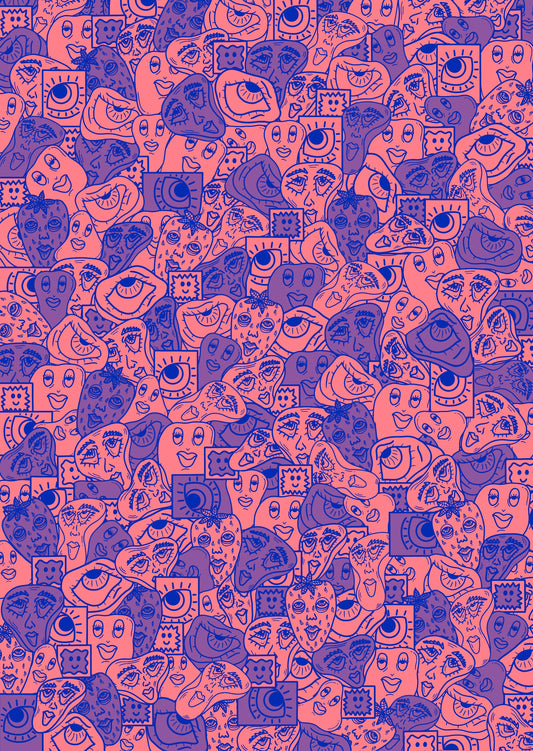 MindMaze in Dark Blue and Pink Print